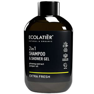 ECOLATIER - EXTRA FRESH POWER Sprchový gél a Šampón 2v1 ŽENŠEN a Borievka 400 ml